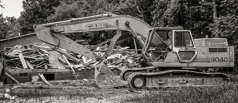 CASE Excavator on site of recent Residential Demolition Project in Charlotte, North Carolina. Image by W.C. Black and Sons, Inc.