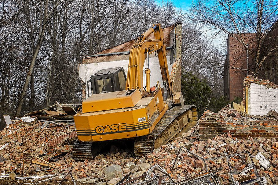 Excavator on Commercial Demolition Project in Charlotte, NC. Image by W.C. Black and Sons, Inc.